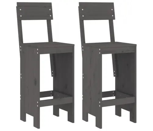 Sodo Baro Baldų Komplektas, 3 Dalių, Pilkas, Pušies Masyvas