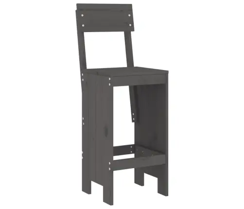 Sodo Baro Baldų Komplektas, 3 Dalių, Pilkas, Pušies Masyvas