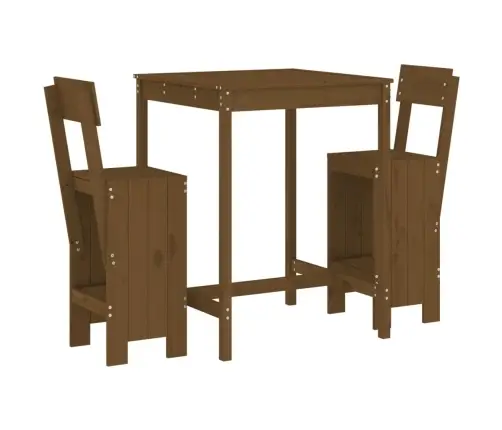 3-Daļīgs Bāra Mēbeļu Komplekts, Priedes Masīvkoks, Medus Brūns Vidaxl