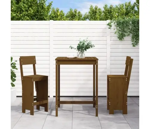 3-Daļīgs Bāra Mēbeļu Komplekts, Priedes Masīvkoks, Medus Brūns Vidaxl