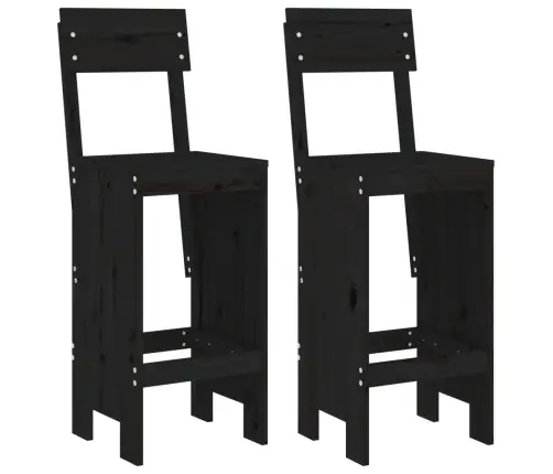 Sodo Baro Baldų Komplektas, 3 Dalių, Juodas, Pušies Masyvas