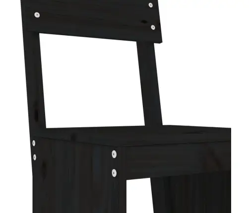 Sodo Baro Baldų Komplektas, 3 Dalių, Juodas, Pušies Masyvas