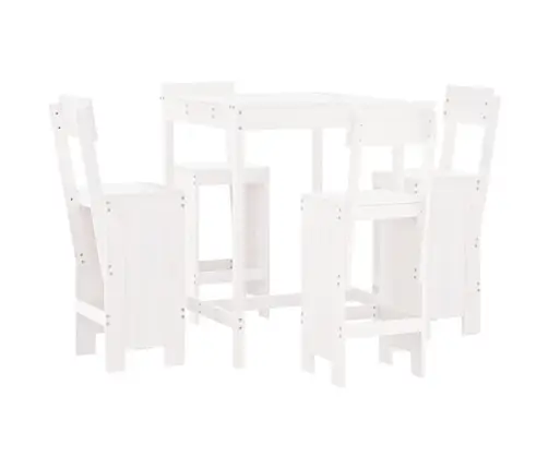 5-Daļīgs Dārza Bāra Mēbeļu Komplekts, Priedes Masīvkoks, Balts Vidaxl
