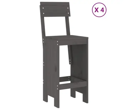 5-Daļīgs Dārza Bāra Mēbeļu Komplekts, Priedes Masīvkoks, Pelēks Vidaxl