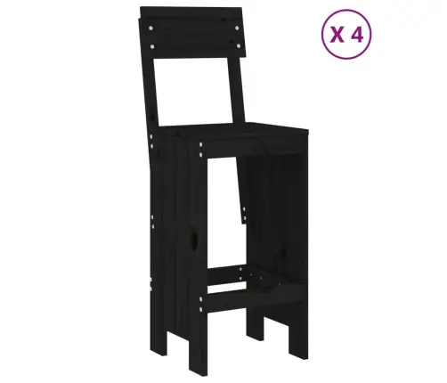 5-Daļīgs Dārza Bāra Mēbeļu Komplekts, Priedes Masīvkoks, Melns Vidaxl