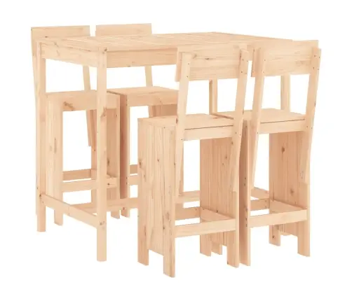 Sodo Baro Baldų Komplektas, 5 Dalių, Pušies Medienos Masyvas Sodo Baro Baldų Komplektas, 5 Dalių, Pušies Medienos Masyvas