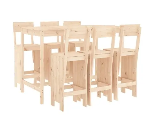 7-Daļīgs Dārza Bāra Mēbeļu Komplekts, Priedes Masīvkoks Vidaxl