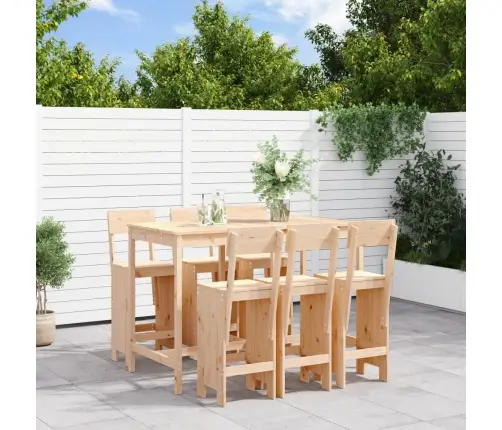 7-Daļīgs Dārza Bāra Mēbeļu Komplekts, Priedes Masīvkoks Vidaxl