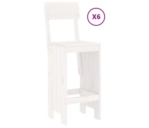 7-Daļīgs Dārza Bāra Mēbeļu Komplekts, Priedes Masīvkoks, Balts Vidaxl