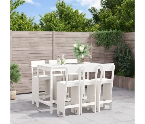 7-Daļīgs Dārza Bāra Mēbeļu Komplekts, Priedes Masīvkoks, Balts Vidaxl