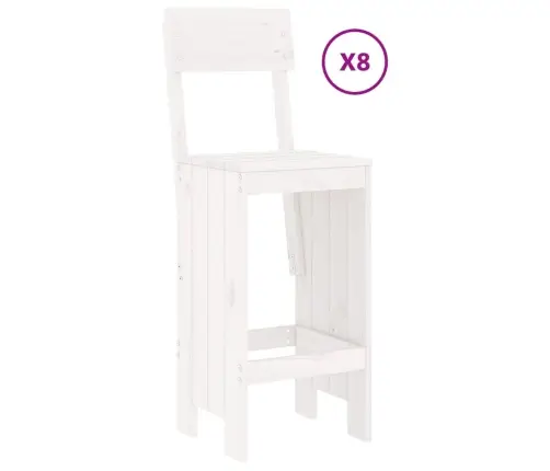 9-Daļīgs Dārza Bāra Mēbeļu Komplekts, Priedes Masīvkoks, Balts Vidaxl