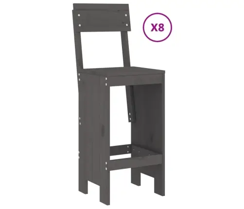 9-Daļīgs Dārza Bāra Mēbeļu Komplekts, Priedes Masīvkoks, Pelēks Vidaxl