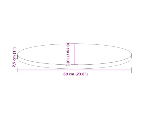 Lauaplaat, Valge, 60 X 30 X 2,5 cm Männipuit, Ovaalne