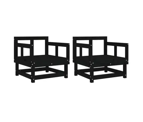 Dārza Krēsli, 2 Gab., Melni, Priedes Masīvkoks Vidaxl