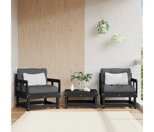 Dārza Krēsli, 2 Gab., Melni, Priedes Masīvkoks Vidaxl