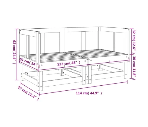 Dārza Stūra Dīvāni, 2 Gab., Balti, Priedes Masīvkoks Vidaxl