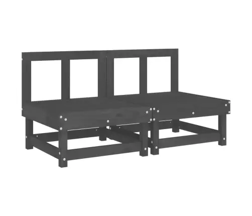 Vidējie Dārza Dīvāni, 2 Gab., Pelēki, Priedes Masīvkoks Vidaxl