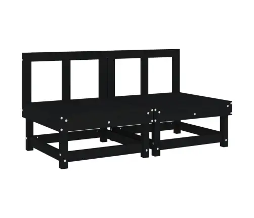 Vidējie Dārza Dīvāni, 2 Gab., Melni, Priedes Masīvkoks Vidaxl