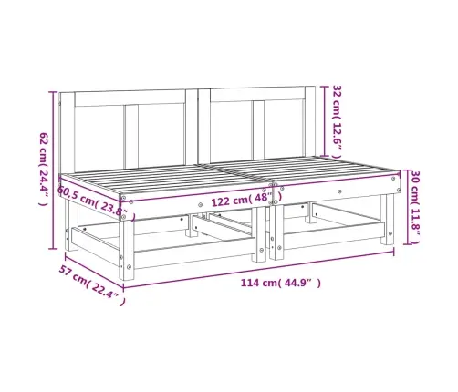 Vidējie Dārza Dīvāni, 2 Gab., Melni, Priedes Masīvkoks Vidaxl