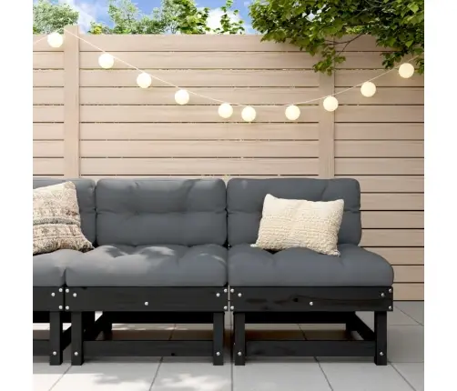 Vidējie Dārza Dīvāni, 2 Gab., Melni, Priedes Masīvkoks Vidaxl