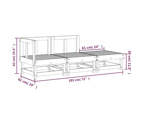 3-Daļīgs Dārza Atpūtas Mēbeļu Komplekts, Balts Priedes Koks Vidaxl