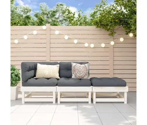 3-Daļīgs Dārza Atpūtas Mēbeļu Komplekts, Balts Priedes Koks Vidaxl