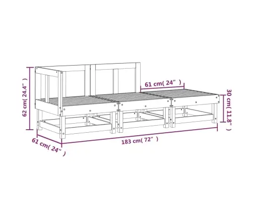 3-Osaline Aiamööbli Komplekt, Hall, Männipuit