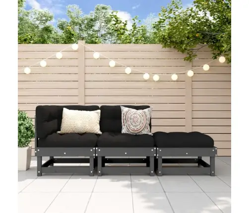 3-Osaline Aiamööbli Komplekt, Hall, Männipuit