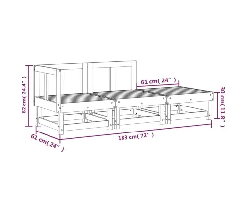 Sodo Poilsio Baldų Komplektas, 3 Dalių, Douglas Eglės Masyvas