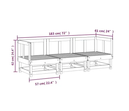 3-Daļīgs Dārza Mēbeļu Komplekts, Duglasa Egles Masīvkoks Vidaxl