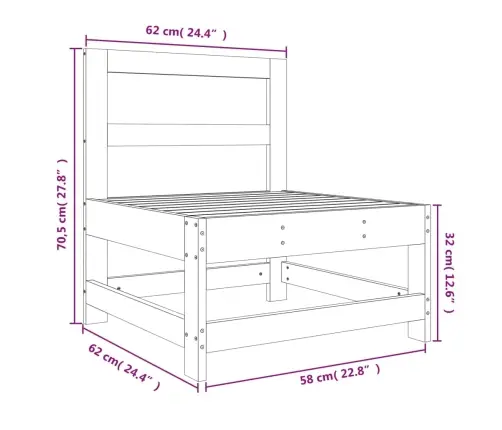 Vidējais Dārza Dīvāns, Priedes Masīvkoks Vidaxl