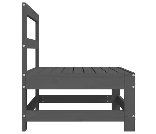 Vidējais Dārza Dīvāns, Pelēks, Priedes Masīvkoks Vidaxl