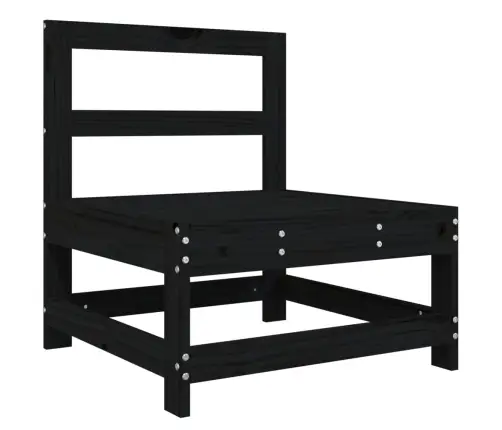 Vidurinė Sodo Sofos Dalis, Juoda, Pušies Medienos Masyvas Vidurinė Sodo Sofos Dalis, Juoda, Pušies Medienos Masyvas