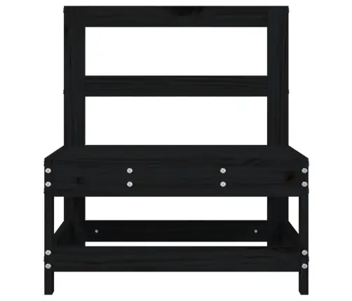 Vidurinė Sodo Sofos Dalis, Juoda, Pušies Medienos Masyvas Vidurinė Sodo Sofos Dalis, Juoda, Pušies Medienos Masyvas