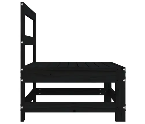 Vidurinė Sodo Sofos Dalis, Juoda, Pušies Medienos Masyvas Vidurinė Sodo Sofos Dalis, Juoda, Pušies Medienos Masyvas