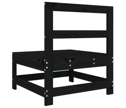 Vidurinė Sodo Sofos Dalis, Juoda, Pušies Medienos Masyvas Vidurinė Sodo Sofos Dalis, Juoda, Pušies Medienos Masyvas