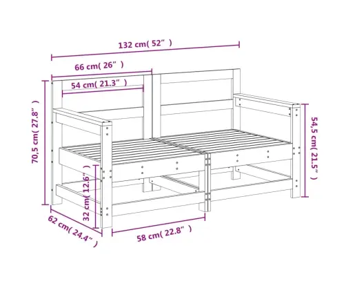 Kampinės Sodo Sofos Dalys, 2Vnt., Pušies Medienos Masyvas