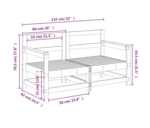 Kampinės Sodo Sofos Dalys, 2Vnt., Medaus Rudos, Pušies Masyvas