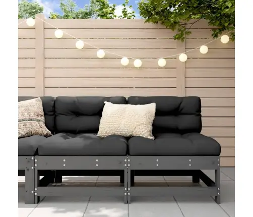 Vidurinės Sodo Sofos Dalys, 2Vnt., Pilkos, Pušies Masyvas