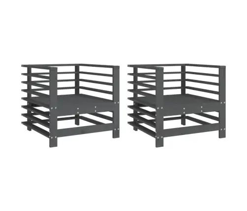 Sodo Kėdės, 2Vnt., Pilkos Spalvos, Pušies Medienos Masyvas