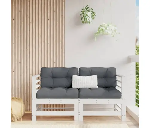 Dārza Stūra Dīvāni, 2 Gab., Balti, Priedes Masīvkoks Vidaxl
