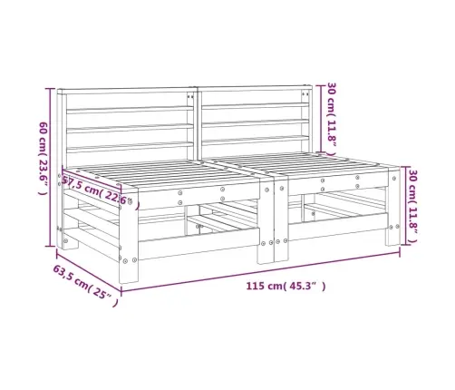 Vidējie Dārza Dīvāni, 2 Gab., Impregnēts Priedes Koks Vidaxl