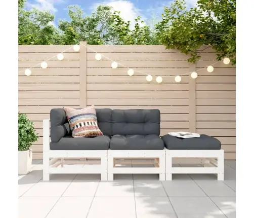 3-Daļīgs Dārza Atpūtas Mēbeļu Komplekts, Balts Priedes Koks Vidaxl