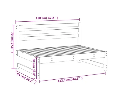Dārza Vidējais Dīvāns, 120X80 Cm, Impregnēts Priedes Koks Vidaxl