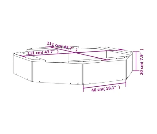 Smėlio Dėžė Su Sėdynėmis, Balta, Pušies Masyvas, Aštuonkampė
