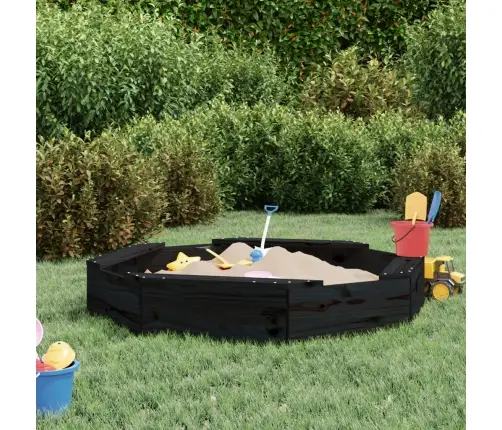 Smilšu Kaste Ar Sēdekļiem, Melna, Astoņstūra Forma, Priede Vidaxl