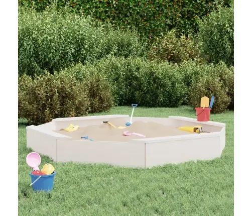 Smilšu Kaste Ar Sēdekļiem, Balta, Astoņstūra Forma, Priede Vidaxl