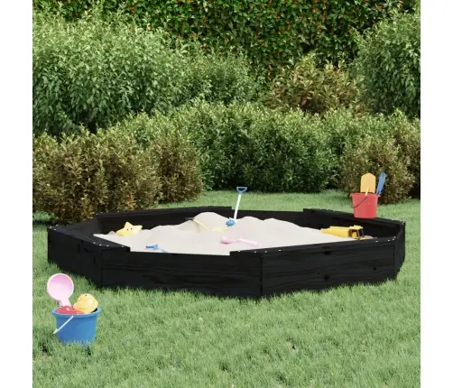 Smilšu Kaste Ar Sēdekļiem, Melna, Astoņstūra Forma, Priede Vidaxl