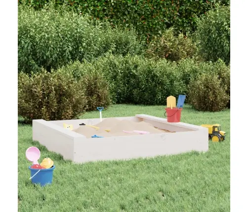 Smilšu Kaste Ar Sēdekļiem, Balta, Kvadrāta Forma, Priedes Koks Vidaxl