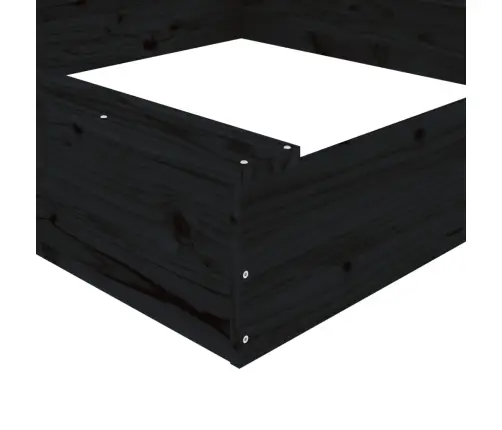 Smilšu Kaste Ar Sēdekļiem, Melna, Kvadrāta Forma, Priedes Koks Vidaxl